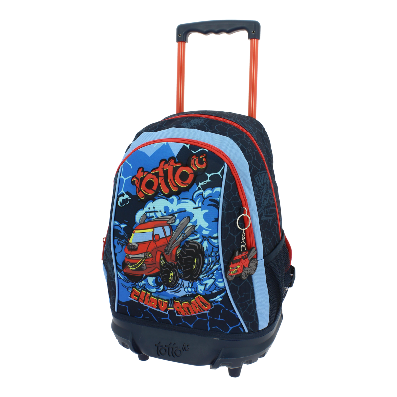 Mochila escolar con carro con dibujo de coche